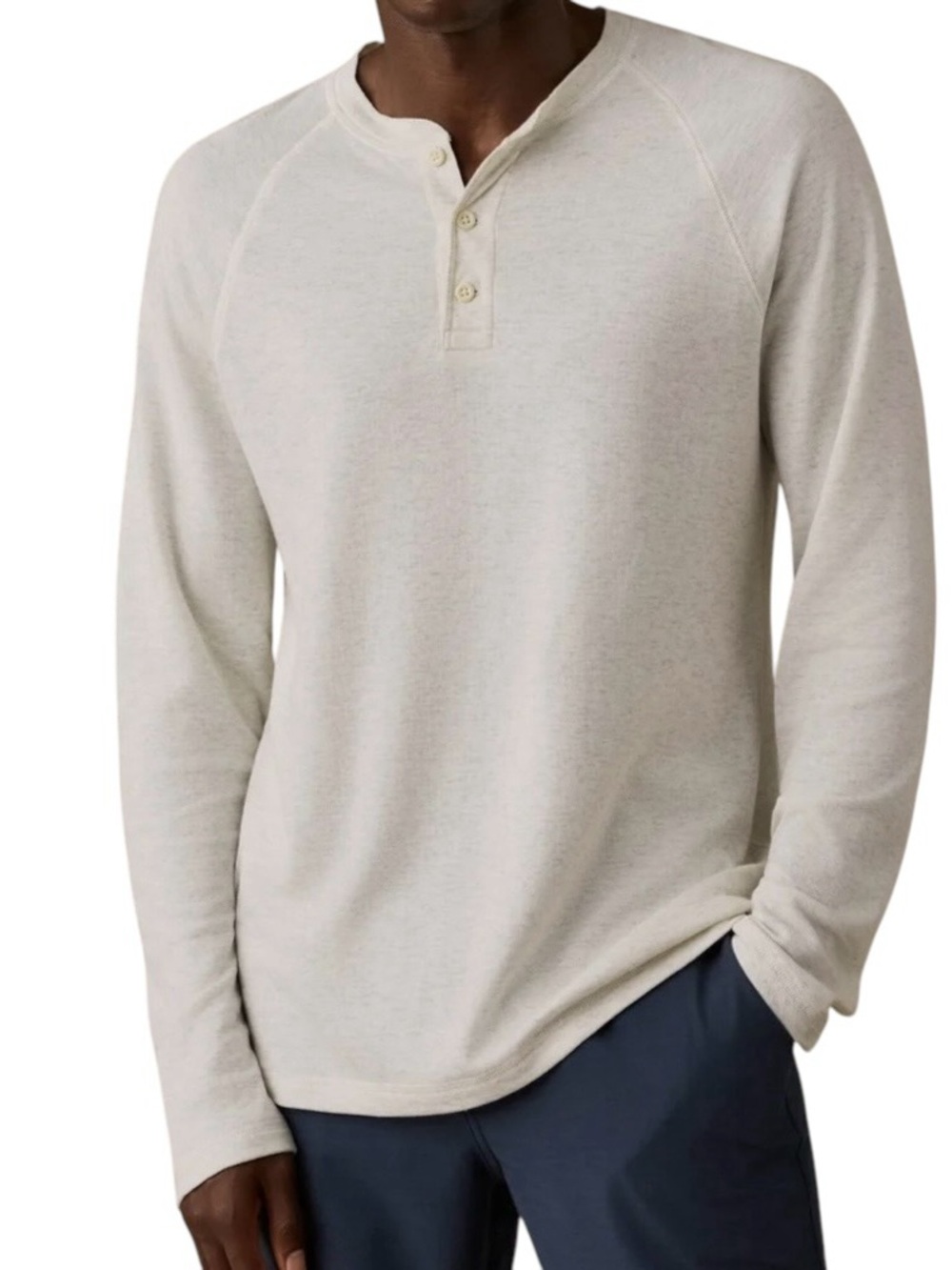 Faherty Cloud Henley Men’s M Heather Gray Long Sleeve Raglan Vintage Athletic